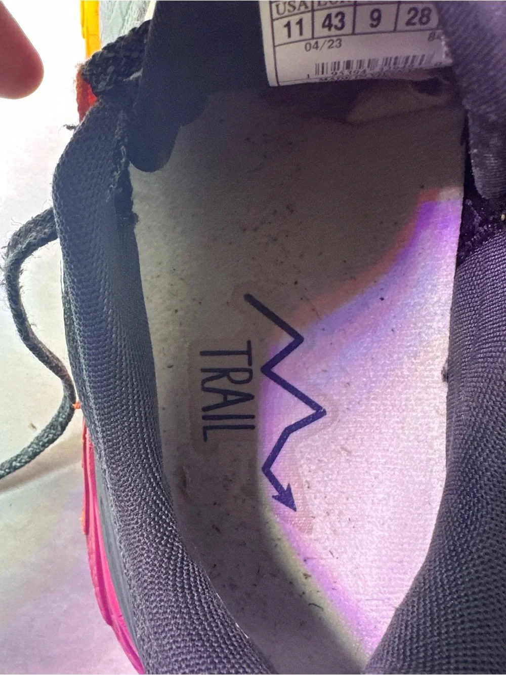 Brooks Grey Trail Runners with Orange & Pink Gradient Midsole